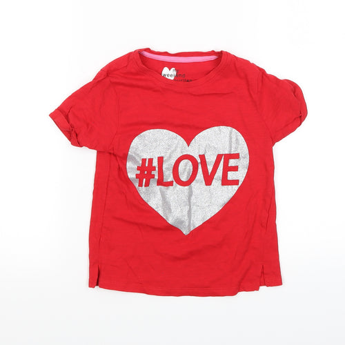 My Weekend Favourites Girls Red   Basic T-Shirt Size 5 Years