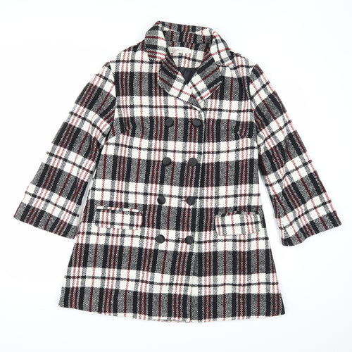 chun mei na Womens White Plaid  Parka Coat Size L