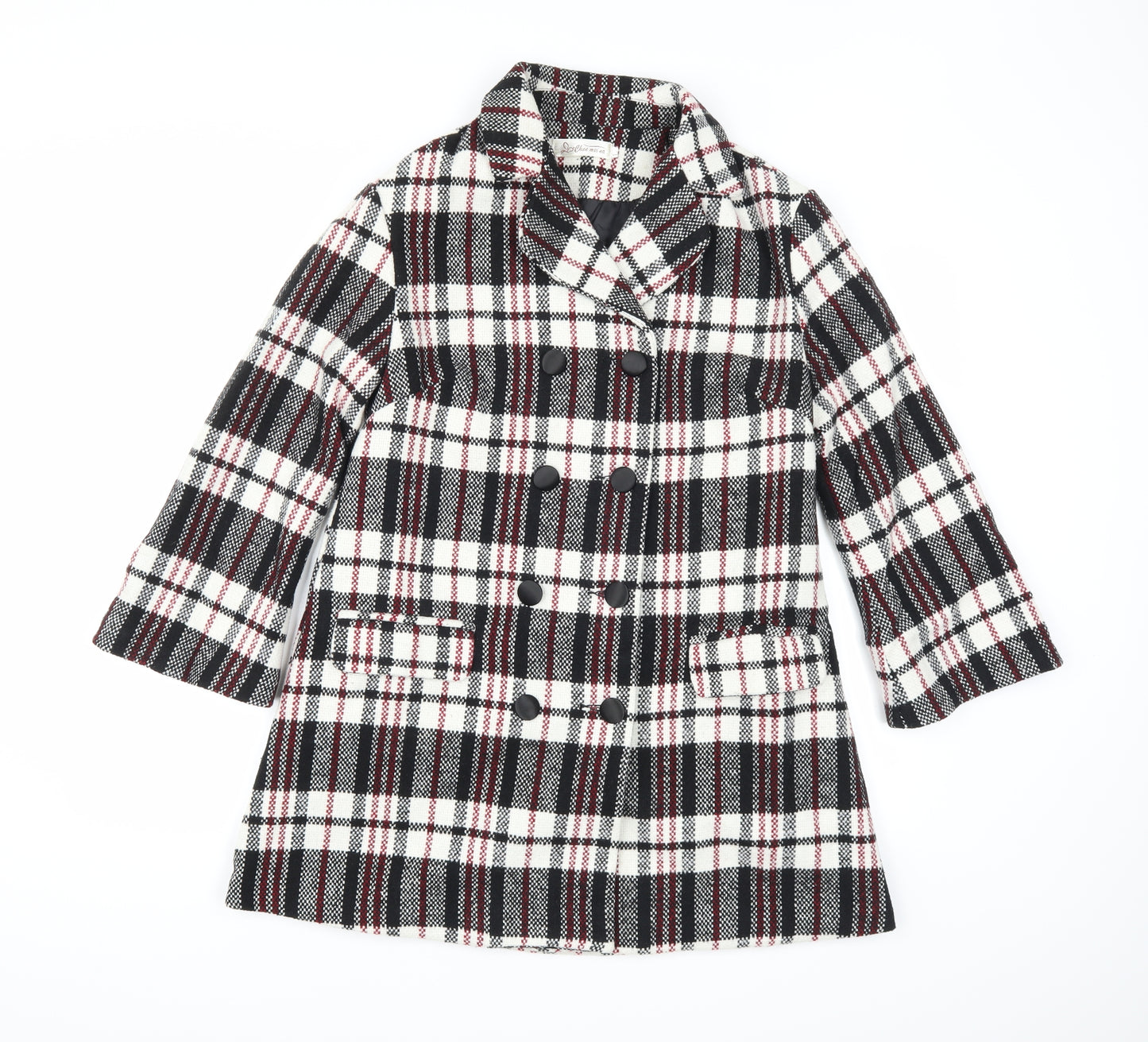 chun mei na Womens White Plaid  Parka Coat Size L