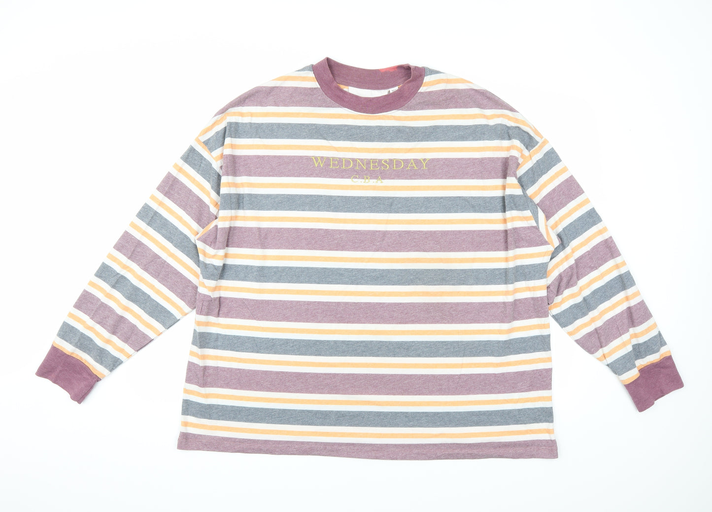 Topshop Mens Orange Striped   T-Shirt Size L