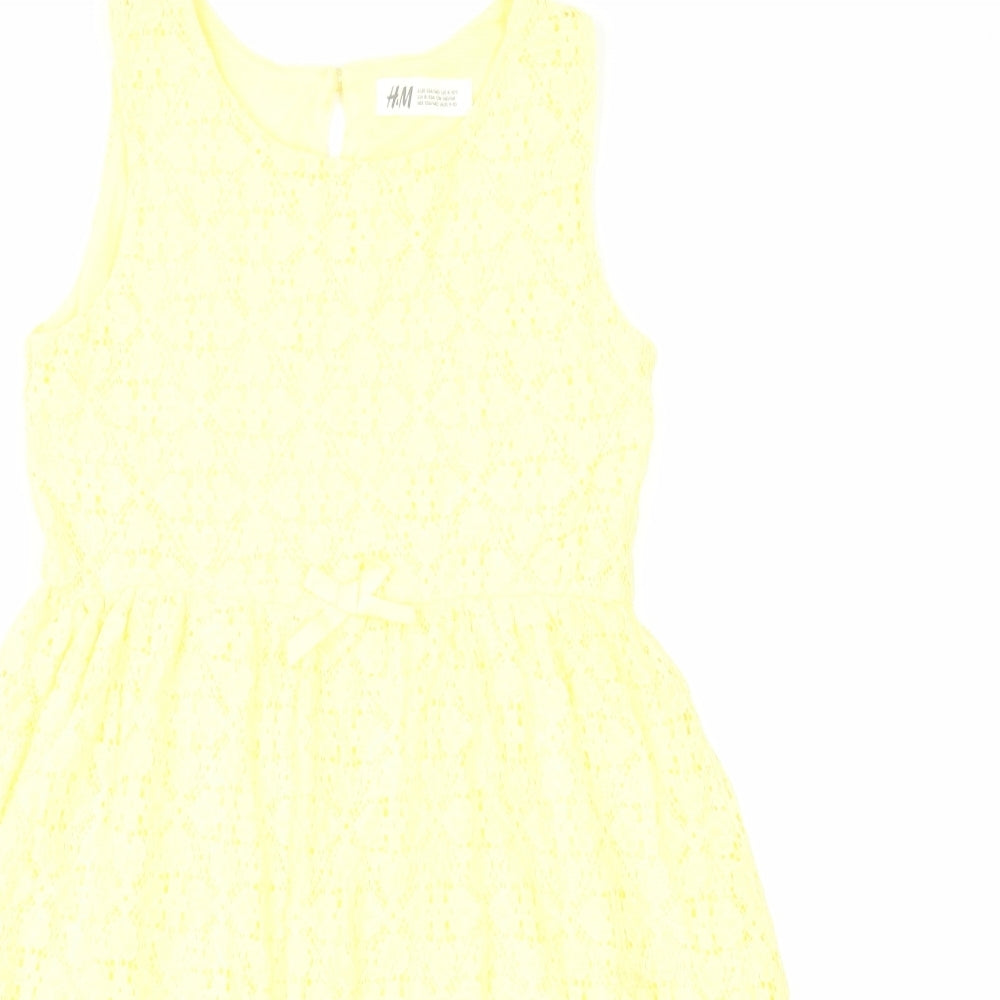 H&M Girls Yellow   Fit & Flare  Size 9 Years