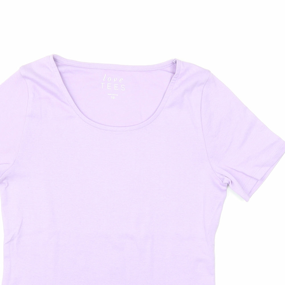 love tees Womens Purple   Basic T-Shirt Size 10