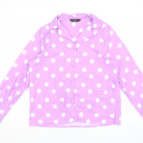 City Comfort Womens Purple Polka Dot  Basic Button-Up Size 12  - 12-14 size