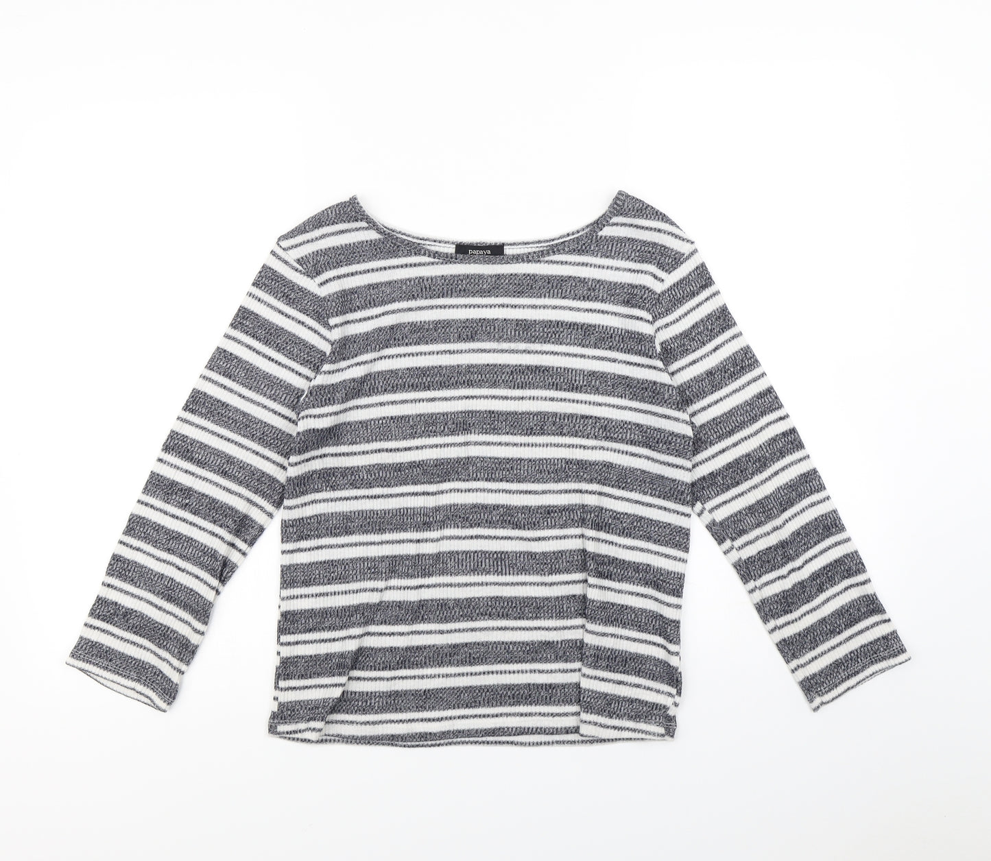 Papaya Womens Black Striped  Pullover Jumper Size 12