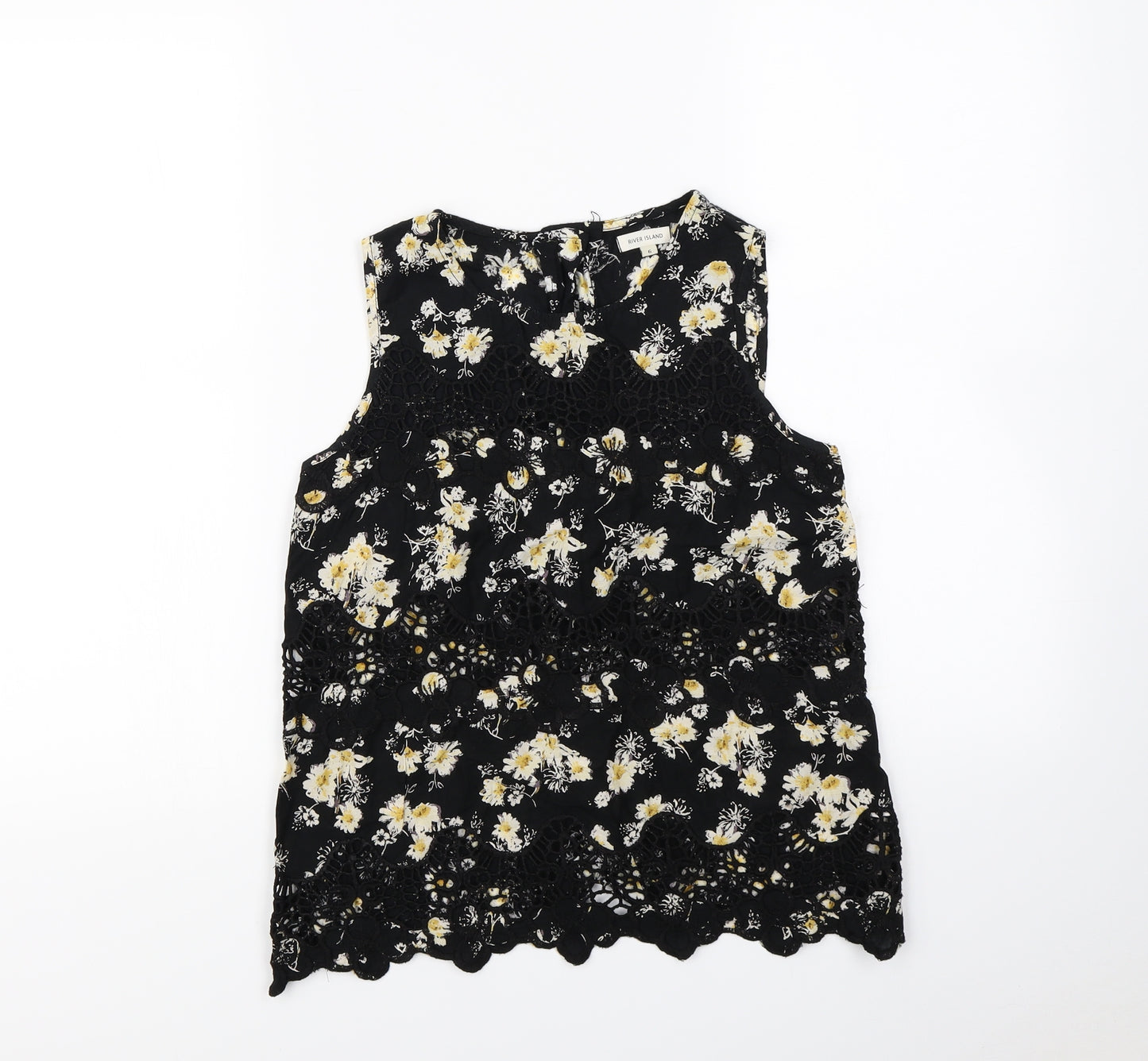 Topshop Womens Black Floral  Cropped Tank Size 8