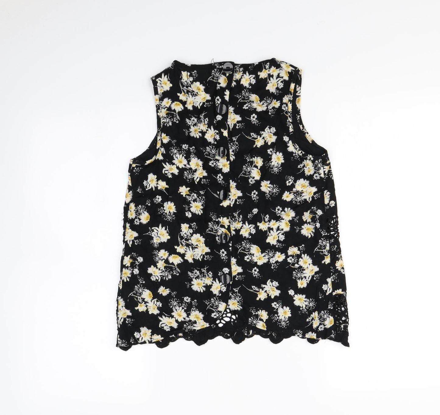 Topshop Womens Black Floral  Cropped Tank Size 8