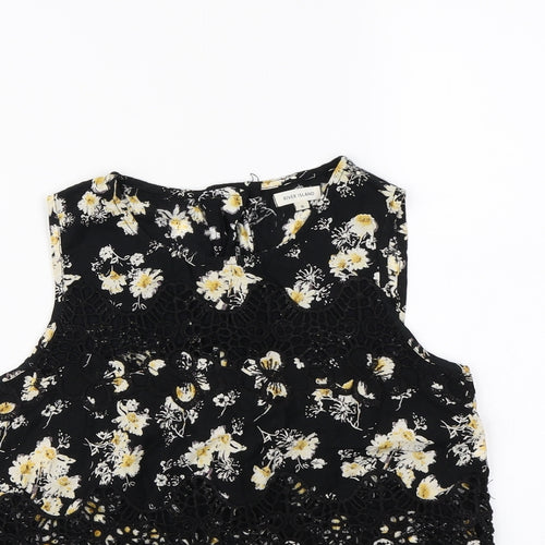 Topshop Womens Black Floral  Cropped Tank Size 8