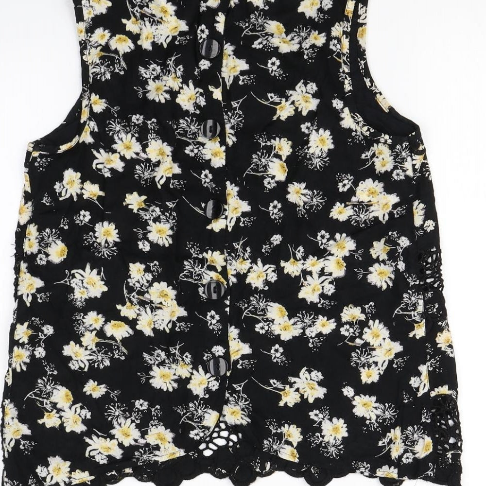 Topshop Womens Black Floral  Cropped Tank Size 8