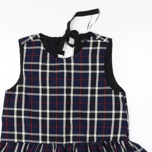 Zara Womens Blue Check  Basic Blouse Size XS