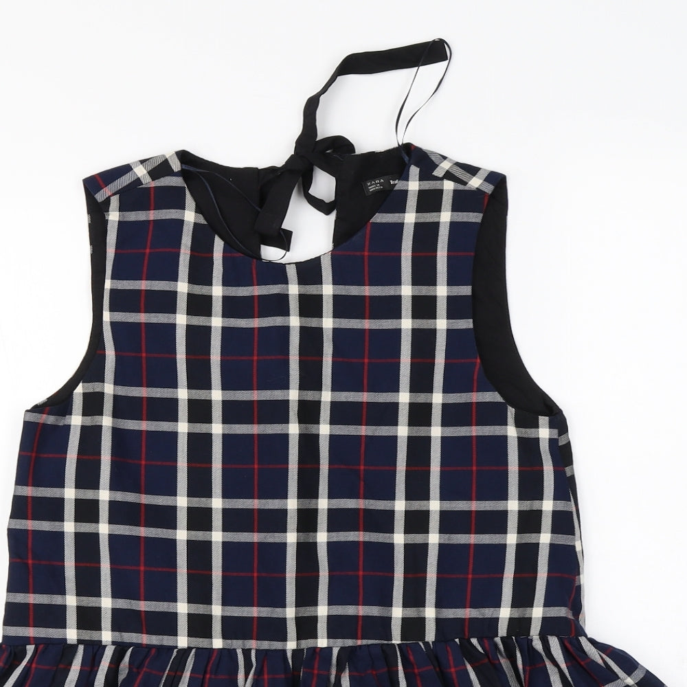 Zara Womens Blue Check  Basic Blouse Size XS
