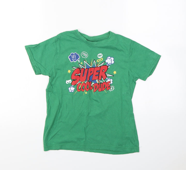 Primark Boys Green Basic T-Shirt Size 7 Years