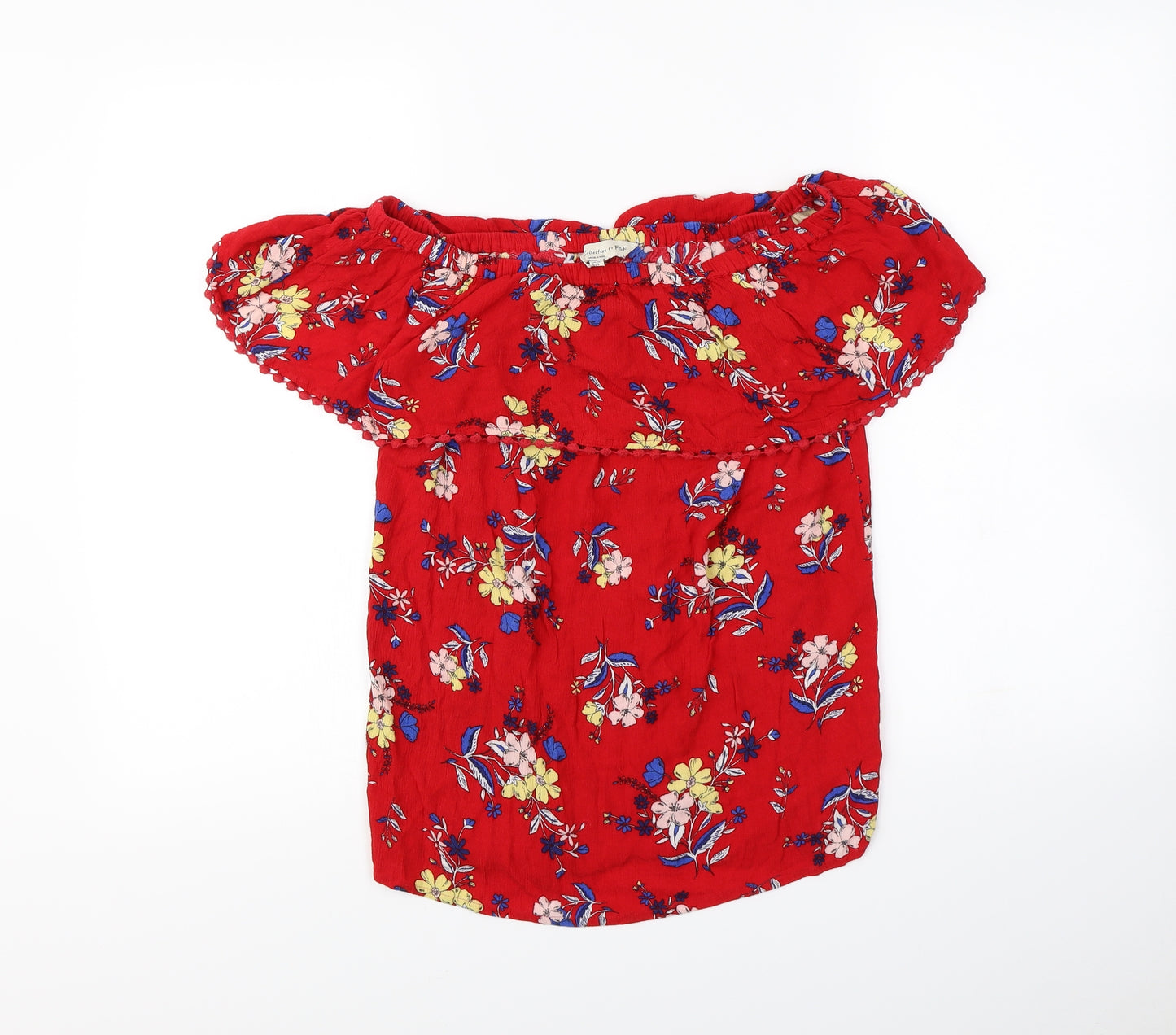 F&F Womens Red Floral  Basic Blouse Size 10
