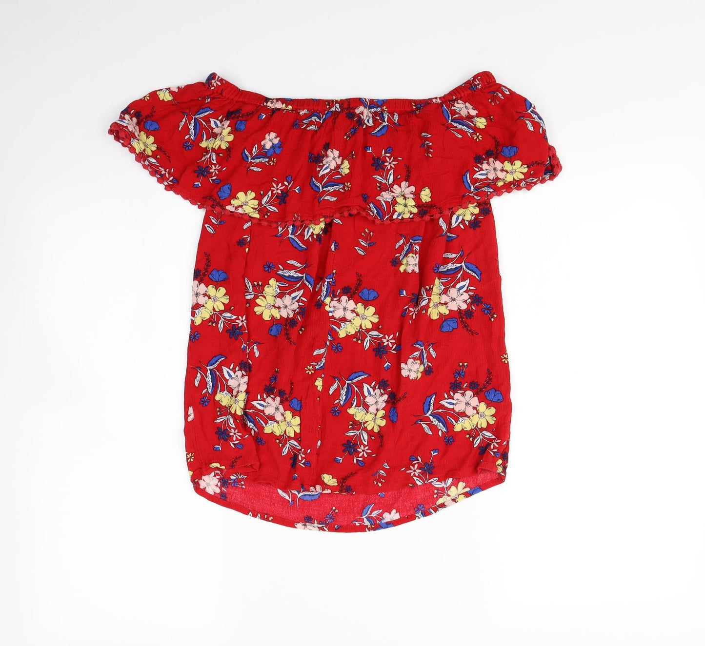 F&F Womens Red Floral  Basic Blouse Size 10