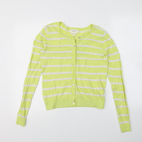 NEXT Womens Yellow Striped  Cardigan Jumper Size 8