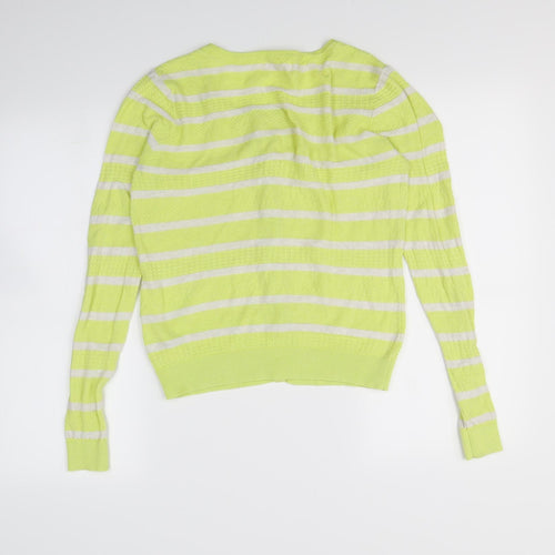 NEXT Womens Yellow Striped  Cardigan Jumper Size 8