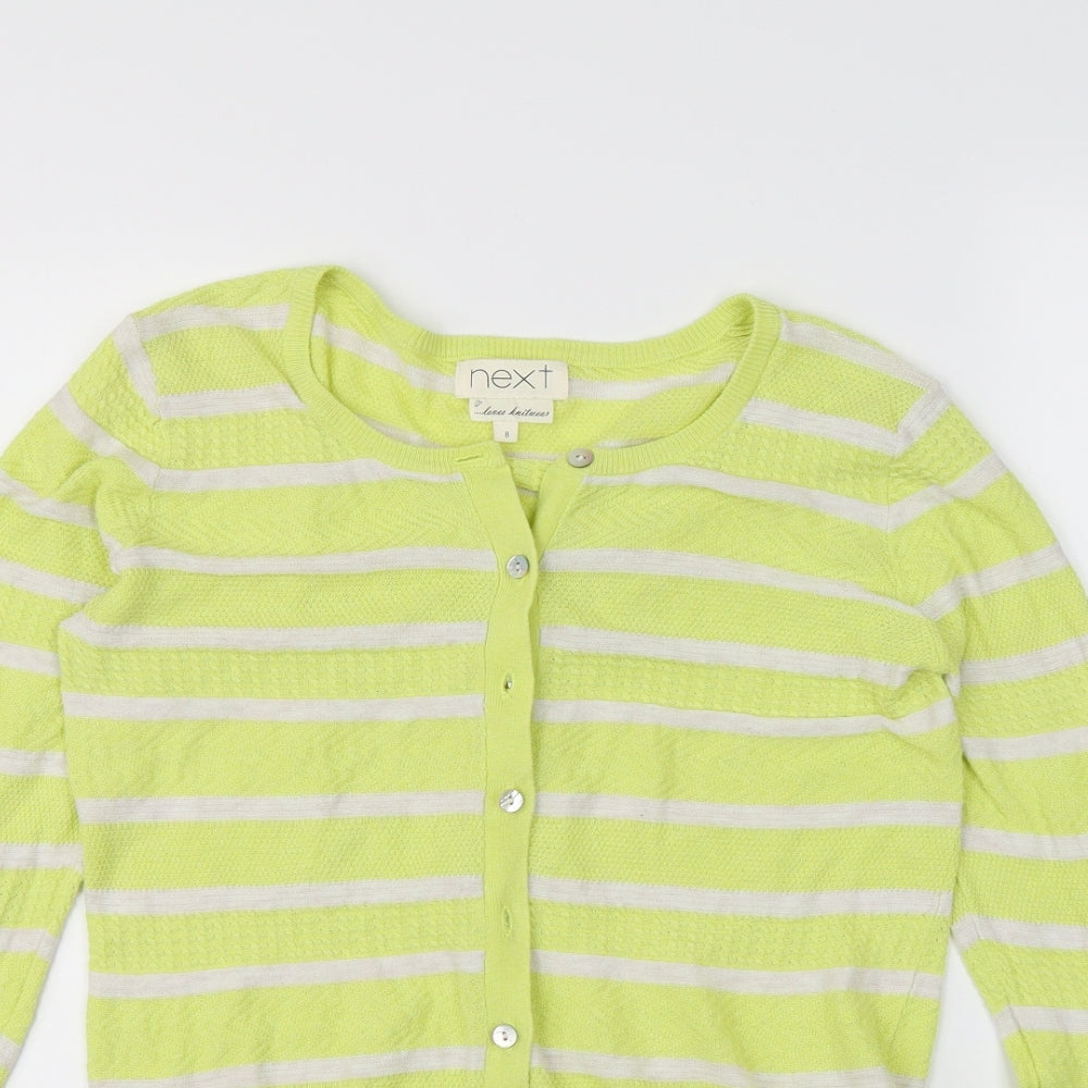 NEXT Womens Yellow Striped  Cardigan Jumper Size 8