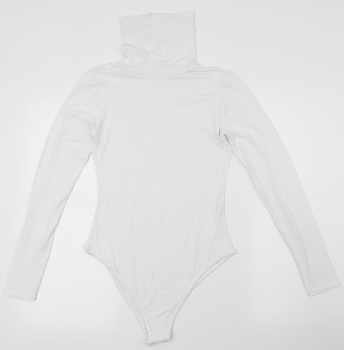 PRETTYLITTLETHING Womens White   Leotard One-Piece Size 10  - turtle neck