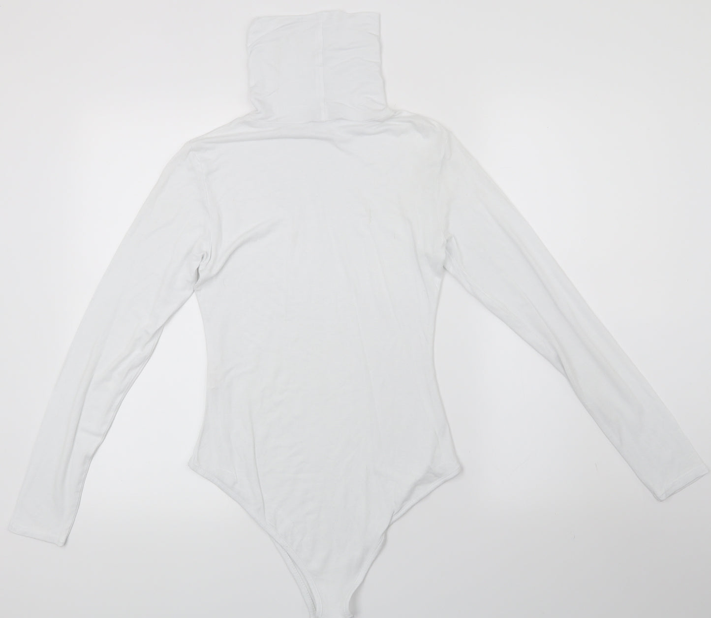 PRETTYLITTLETHING Womens White   Leotard One-Piece Size 10  - turtle neck