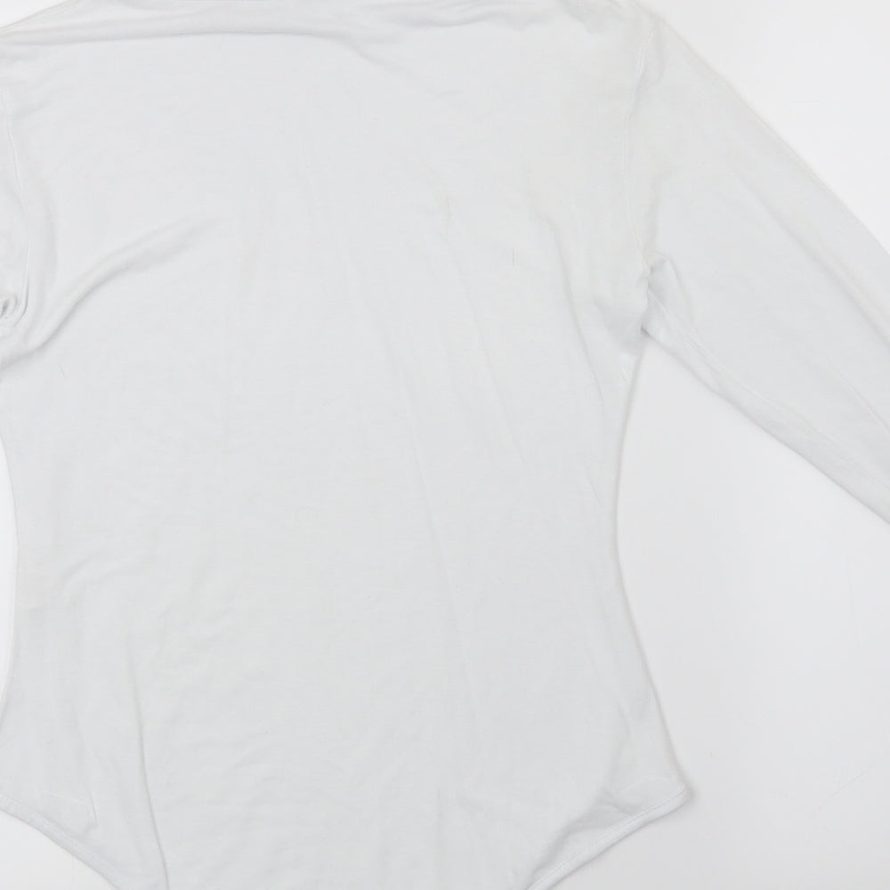 PRETTYLITTLETHING Womens White   Leotard One-Piece Size 10  - turtle neck