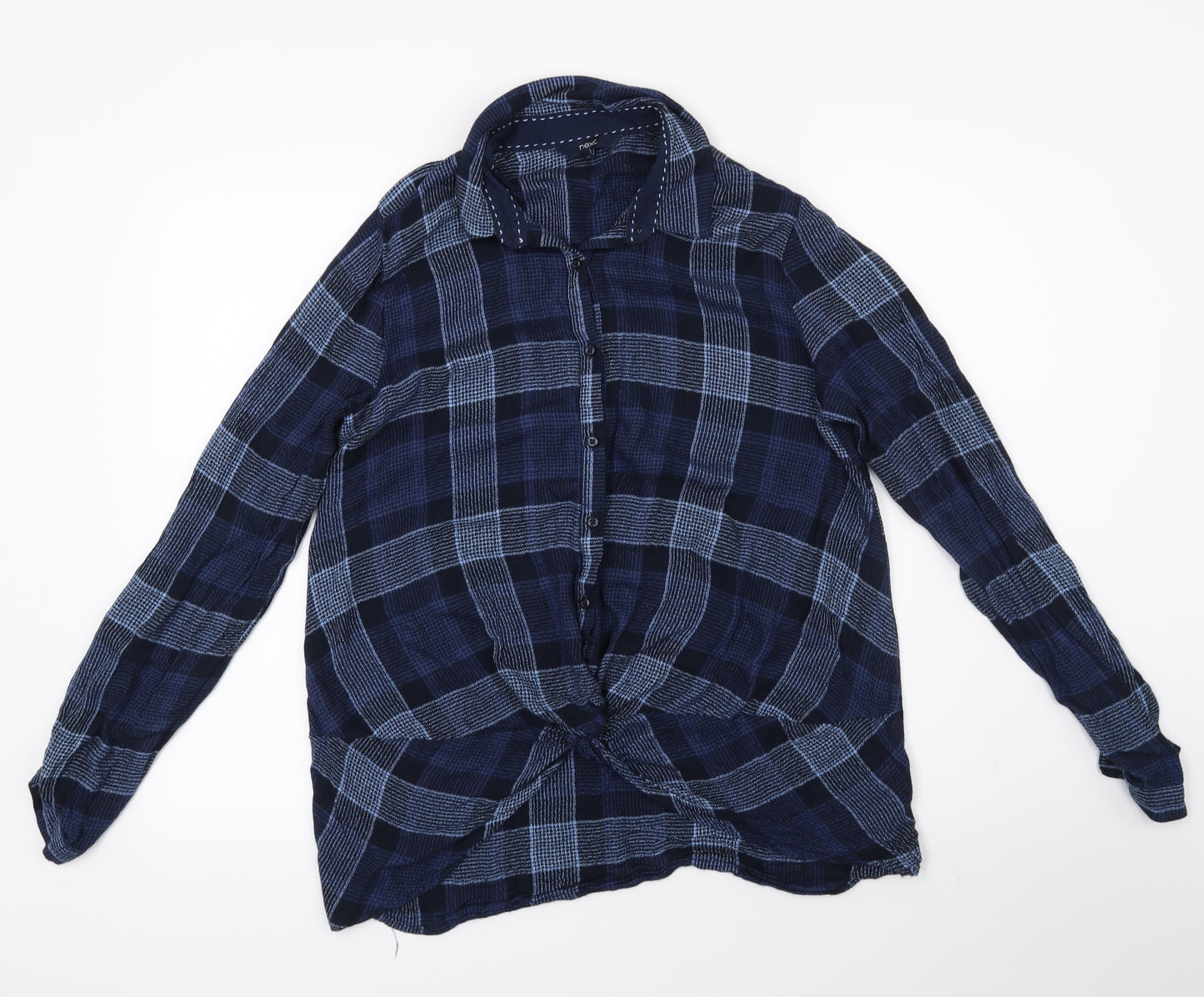 NEXT Womens Blue Plaid  Basic Button-Up Size 10