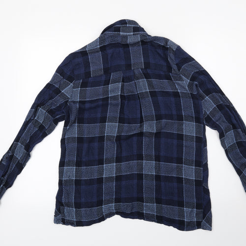 NEXT Womens Blue Plaid  Basic Button-Up Size 10