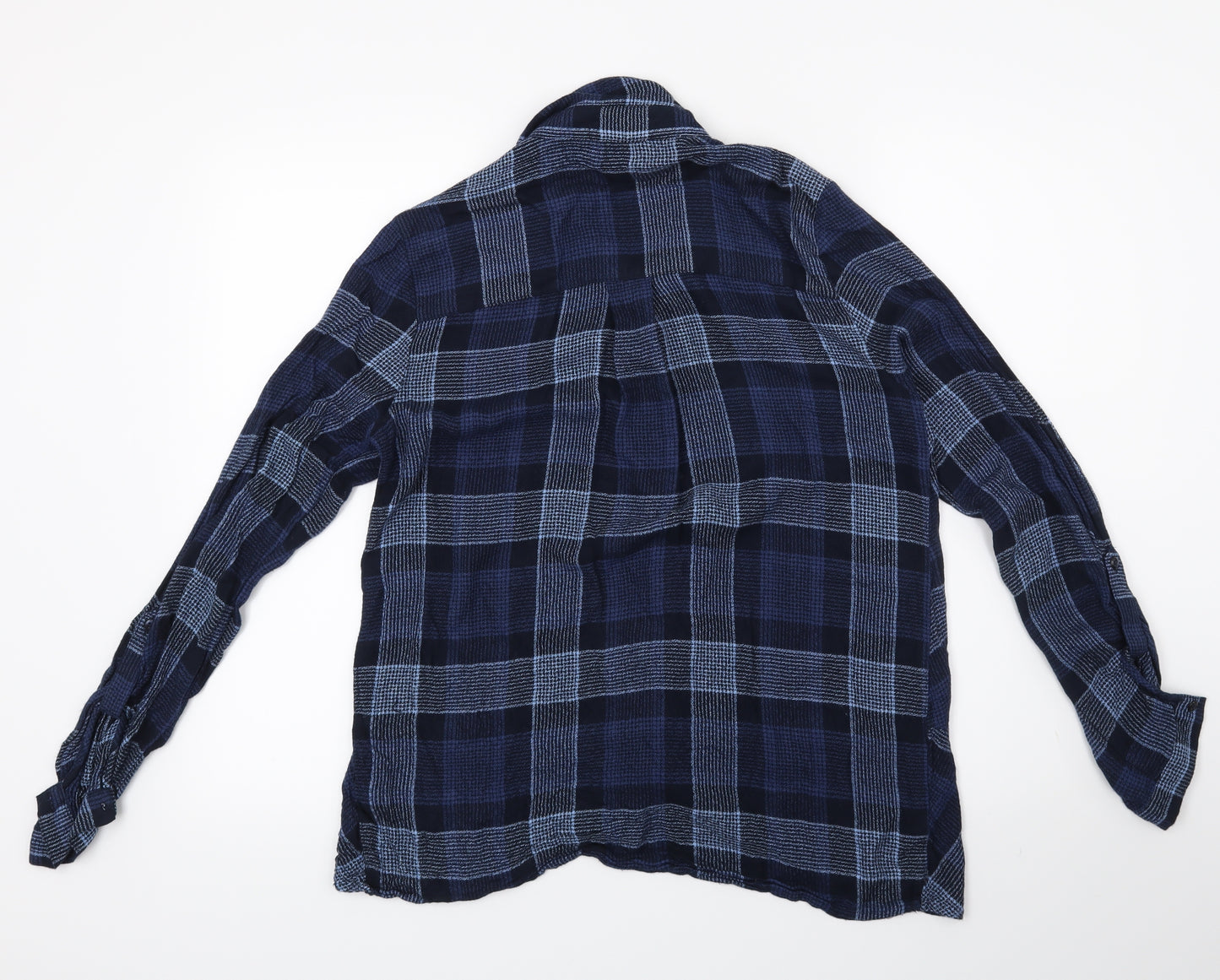 NEXT Womens Blue Plaid  Basic Button-Up Size 10