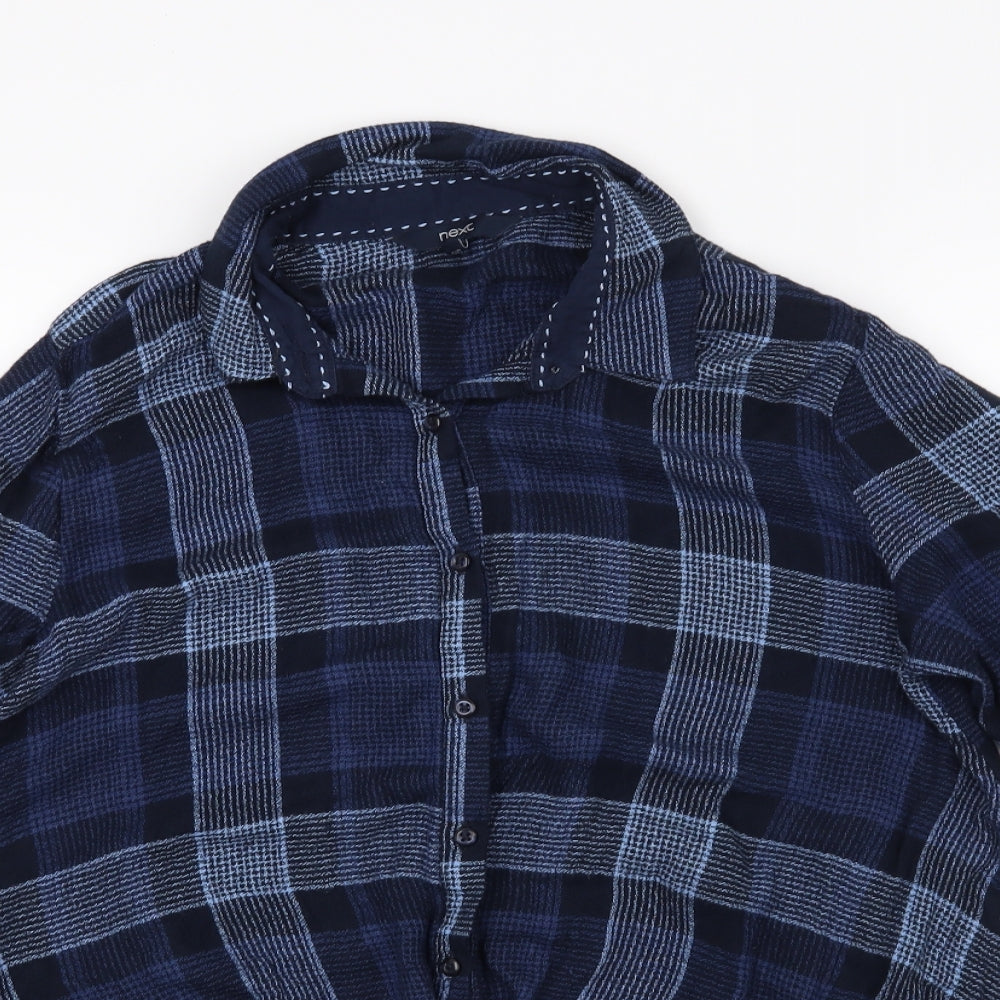 NEXT Womens Blue Plaid  Basic Button-Up Size 10