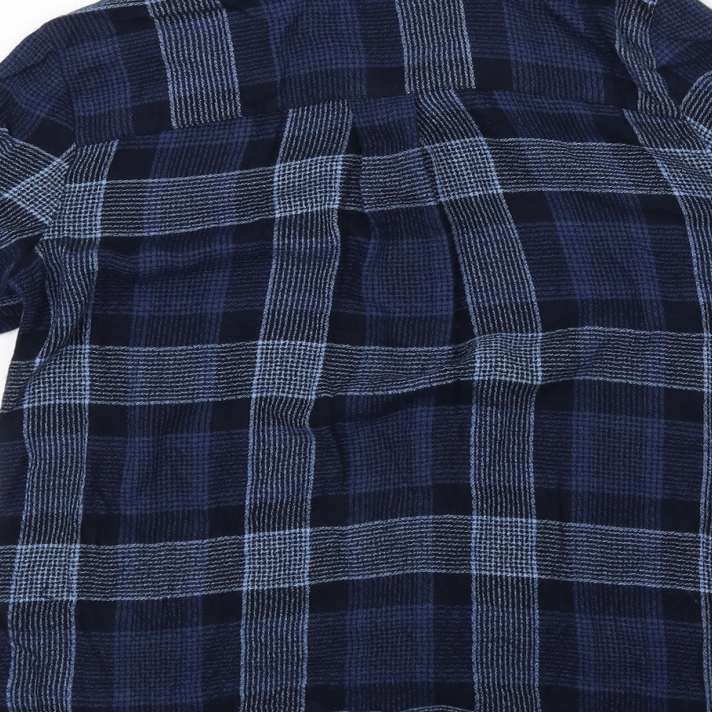 NEXT Womens Blue Plaid  Basic Button-Up Size 10