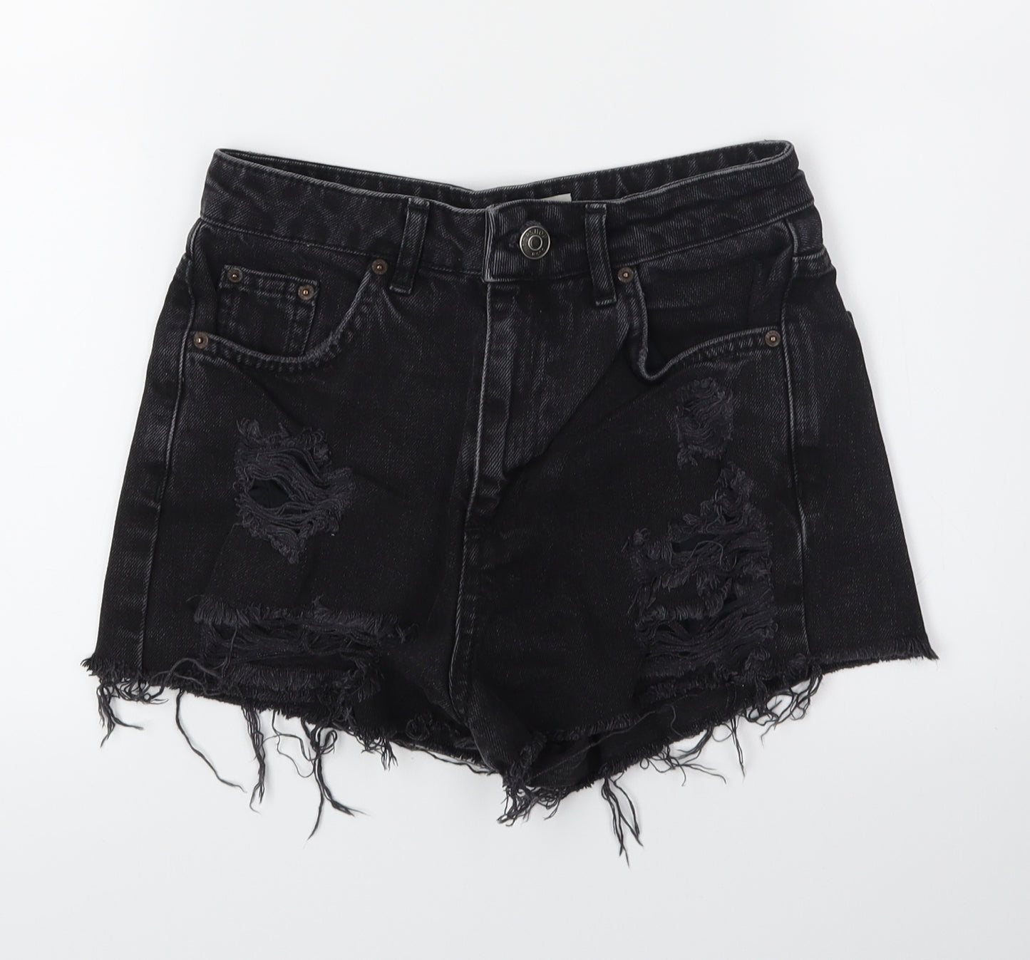denim co Womens Grey  Denim Mom Shorts Size 6 - distressed