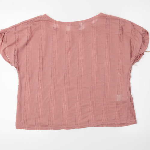 New Look Womens Pink   Basic T-Shirt Size 14  - distressed
