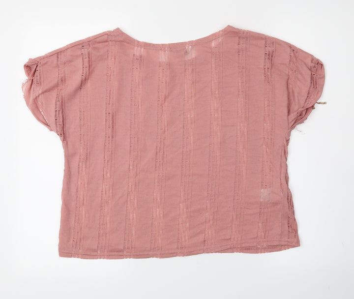 New Look Womens Pink Basic T-Shirt Size 14 - distressed