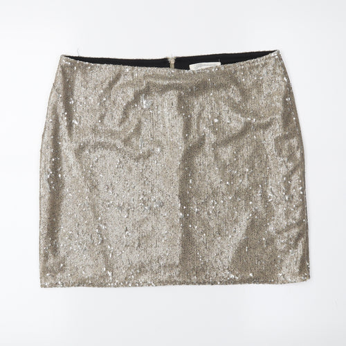 glamours Womens Gold   Straight & Pencil Skirt Size 14  - 100% polyester