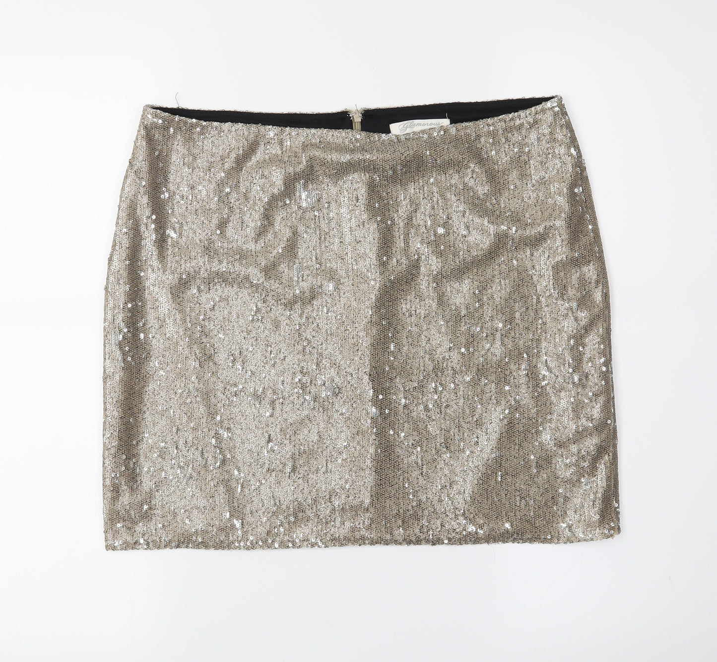 glamours Womens Gold   Straight & Pencil Skirt Size 14  - 100% polyester