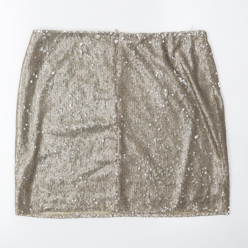 glamours Womens Gold   Straight & Pencil Skirt Size 14  - 100% polyester