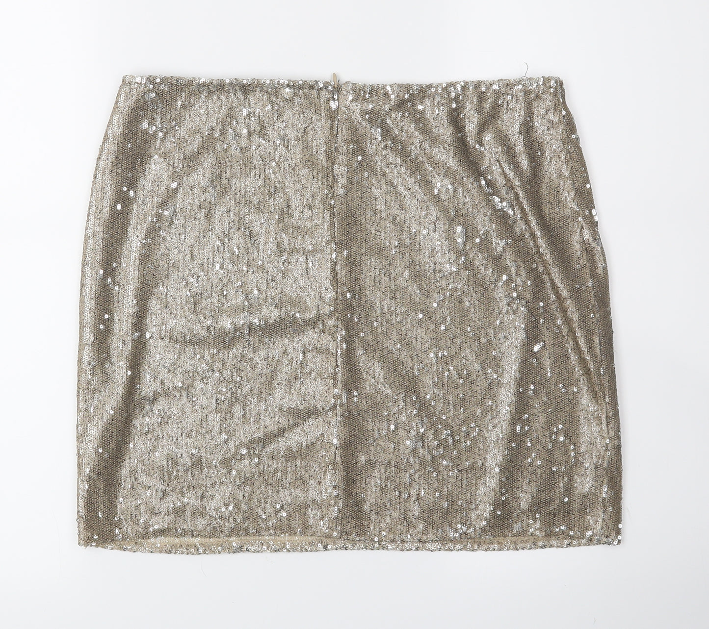 glamours Womens Gold   Straight & Pencil Skirt Size 14  - 100% polyester