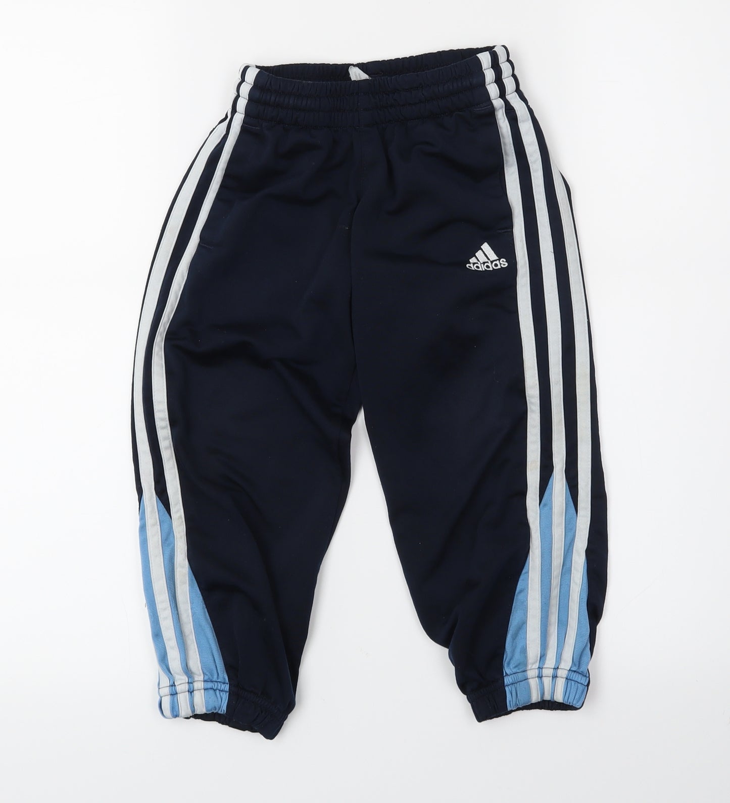 adidas Boys Blue Striped  Sweatpants Trousers Size 3-4 Years