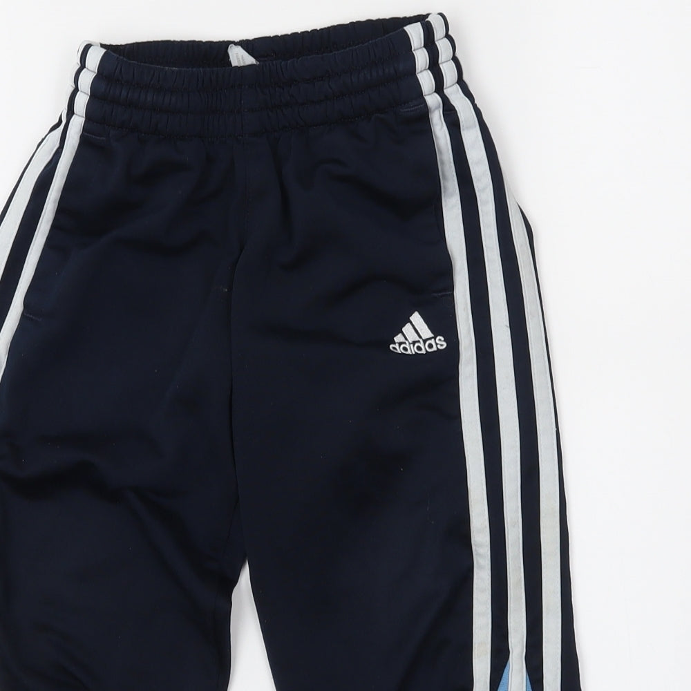adidas Boys Blue Striped  Sweatpants Trousers Size 3-4 Years