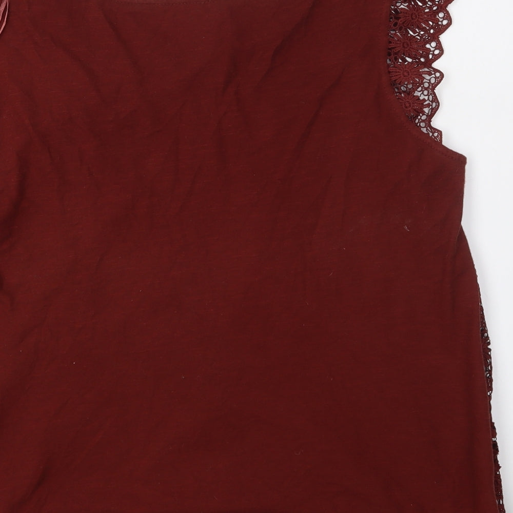 Stradivarius Womens Red Floral  Basic Blouse Size L