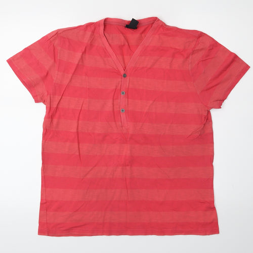 H&M Mens Pink Striped   T-Shirt Size L