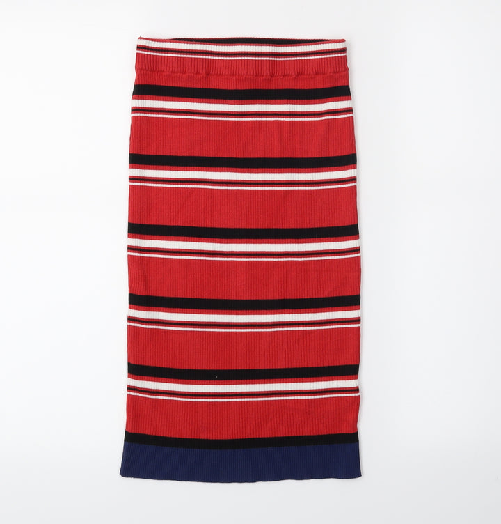 H&M Womens Red Striped Straight & Pencil Skirt Size XS