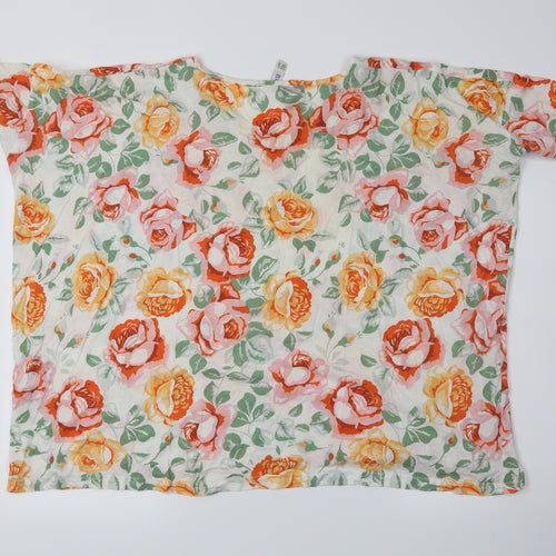 denim co Womens White Floral  Basic T-Shirt Size 12