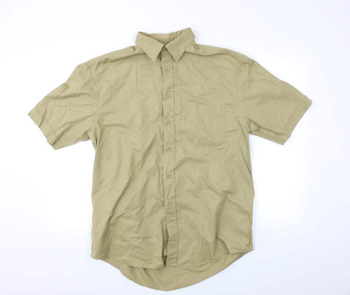 District Mens Beige    Button-Up Size L