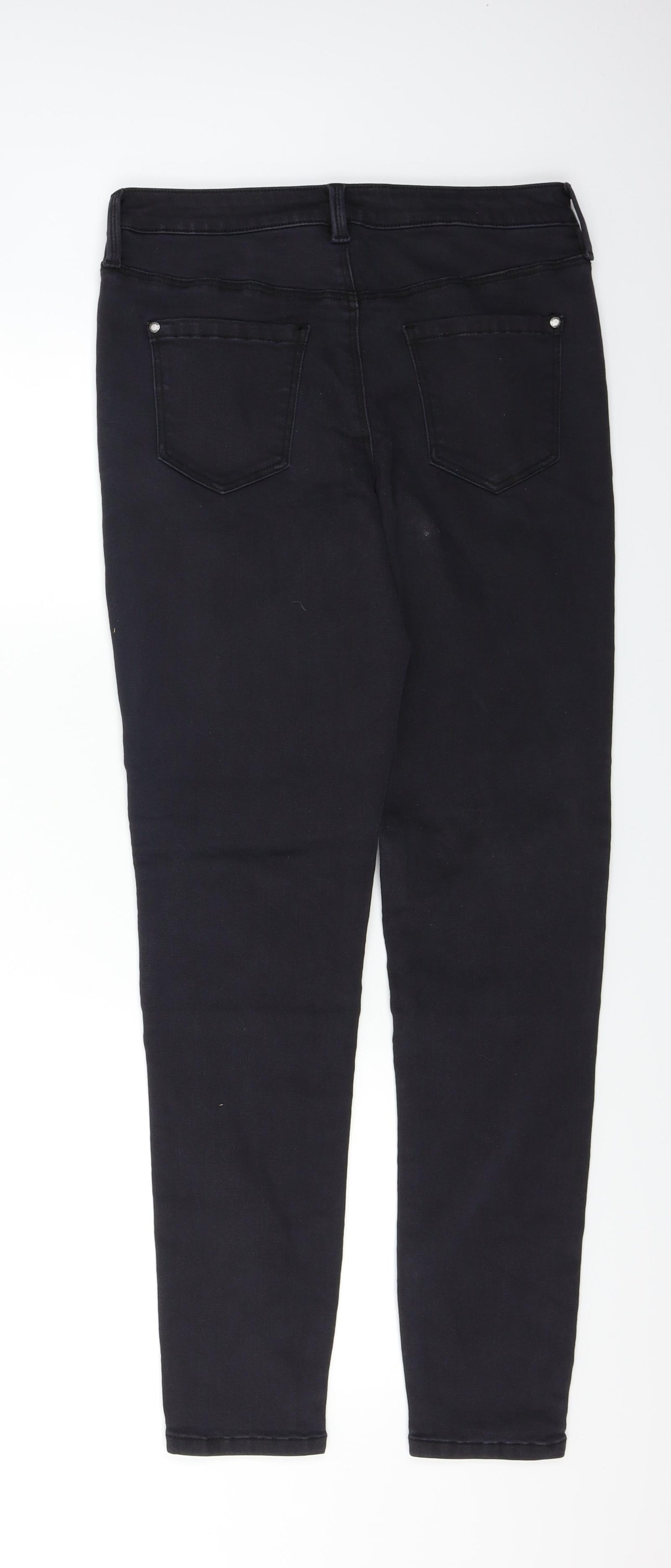 Preworn Womens Black  Denim Skinny Jeans Size 8 L29 in - studded detail