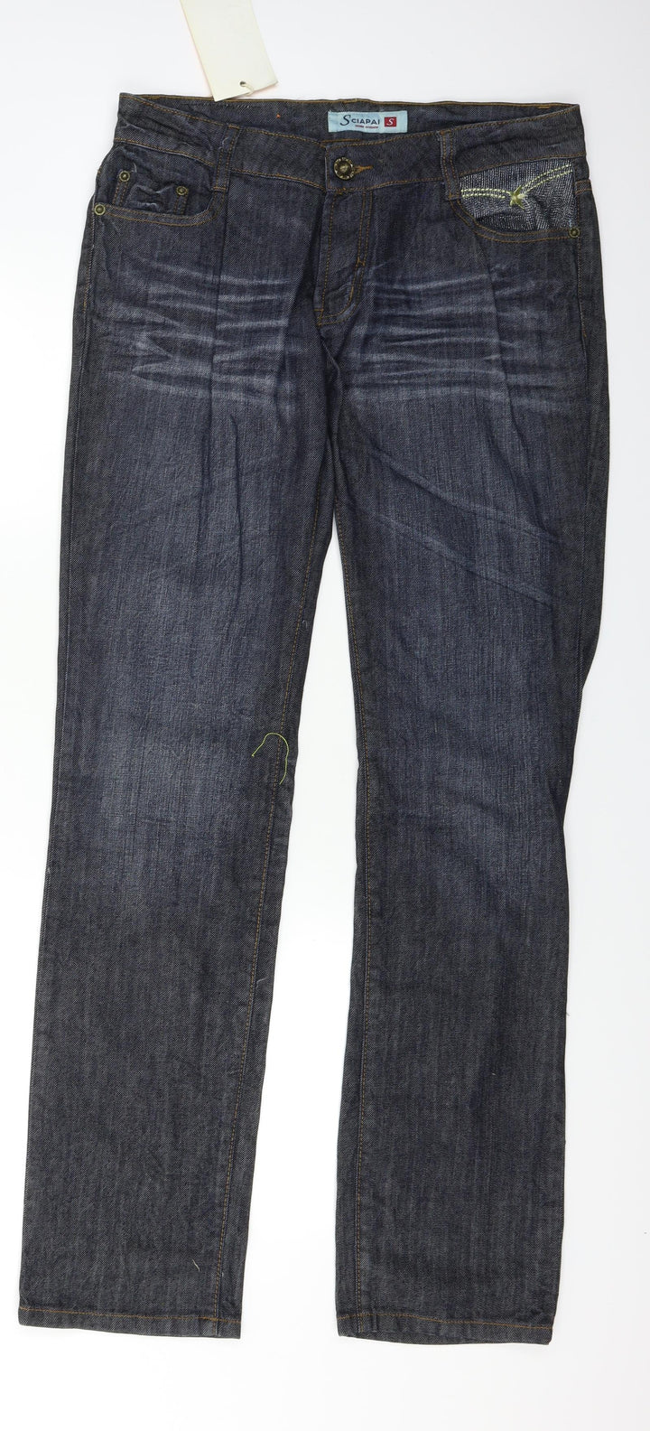 Sciapai Womens Blue Denim Straight Jeans Size S L32 in