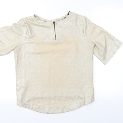 Atmosphere Womens Gold   Basic Blouse Size 10  - 1/2 zip