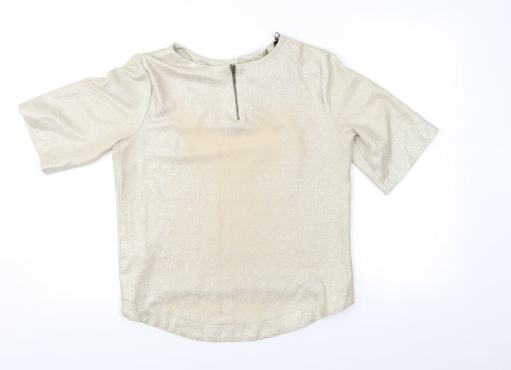 Atmosphere Womens Gold   Basic Blouse Size 10  - 1/2 zip