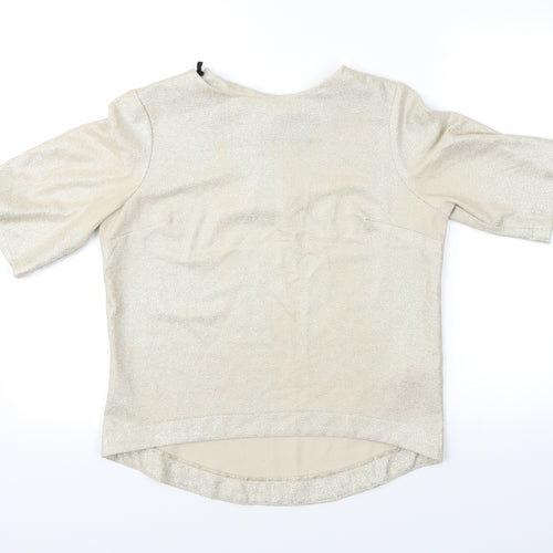 Atmosphere Womens Gold   Basic Blouse Size 10  - 1/2 zip