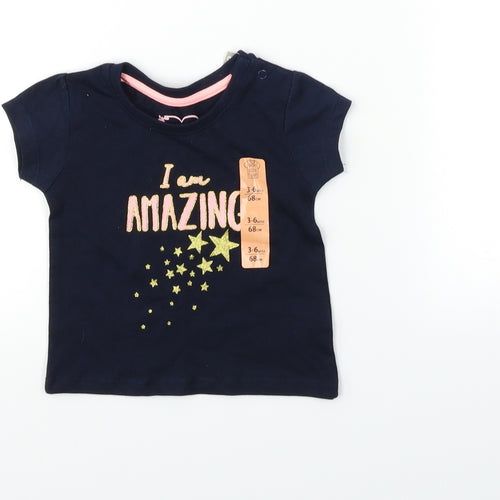 Primark Baby Blue   Basic T-Shirt Size 3-6 Months  - Star Design