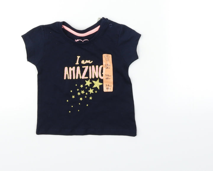 Primark Baby Blue Basic T-Shirt Size 3-6 Months - Star Design