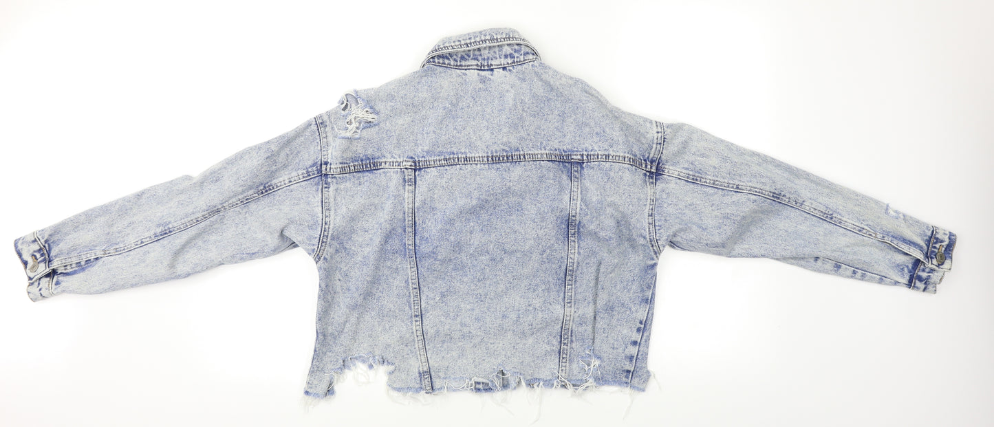 New Look Womens Blue  Denim Jacket  Size 8  - Distressed